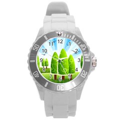 Landscape Nature Background Round Plastic Sport Watch (L)