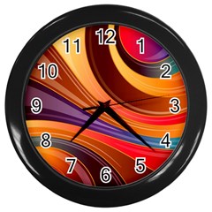 Abstract Colorful Background Wavy Wall Clocks (Black)
