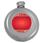 Background Red Abstract Round Hip Flask (5 oz) Front