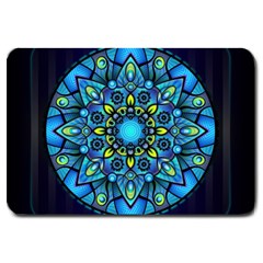 Mandala Blue Abstract Circle Large Doormat 