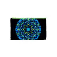 Mandala Blue Abstract Circle Cosmetic Bag (xs) by Nexatart