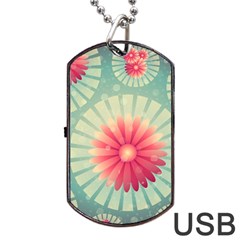 Background Floral Flower Texture Dog Tag Usb Flash (two Sides)