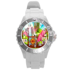 Zen Garden Japanese Nature Garden Round Plastic Sport Watch (L)