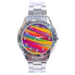 Colorful Background Stainless Steel Analogue Watch by Nexatart