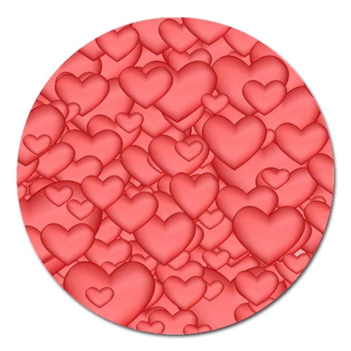 Background Hearts Love Magnet 5  (Round)