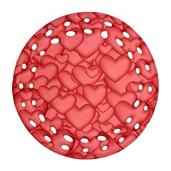Background Hearts Love Ornament (Round Filigree)