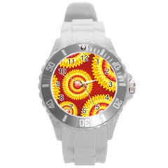 Floral Abstract Background Texture Round Plastic Sport Watch (l)