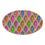 Abstract Background Colorful Leaves Oval Magnet Front