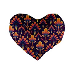 Abstract Background Floral Pattern Standard 16  Premium Flano Heart Shape Cushions by Nexatart