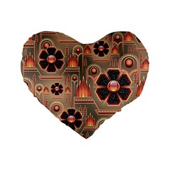 Background Floral Flower Stylised Standard 16  Premium Heart Shape Cushions by Nexatart