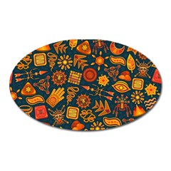 Pattern Background Ethnic Tribal Oval Magnet by Nexatart