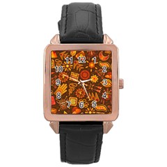Pattern Background Ethnic Tribal Rose Gold Leather Watch  by Nexatart