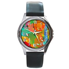 Background Colorful Abstract Round Metal Watch by Nexatart