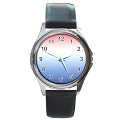 Red And Blue Round Metal Watch