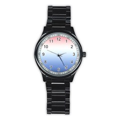 Red And Blue Stainless Steel Round Watch