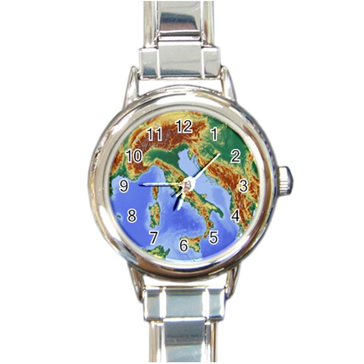 Italy Alpine Alpine Region Map Round Italian Charm Watch