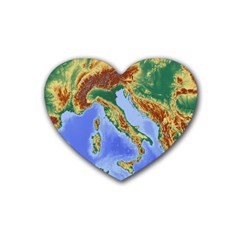 Italy Alpine Alpine Region Map Rubber Coaster (heart)  by Nexatart