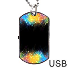 Frame Border Feathery Blurs Design Dog Tag Usb Flash (one Side) by Nexatart