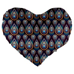 Seamless Pattern Pattern Large 19  Premium Flano Heart Shape Cushions