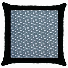 Floral Dots Blue Throw Pillow Case (black) by snowwhitegirl