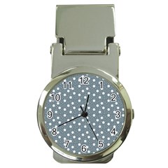 Floral Dots Blue Money Clip Watches by snowwhitegirl