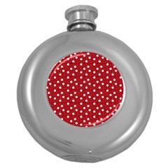 Floral Dots Red Round Hip Flask (5 Oz)