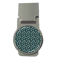 Floral Dots Teal Money Clips (round) 