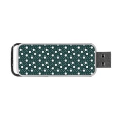 Floral Dots Teal Portable Usb Flash (two Sides)