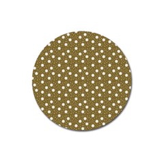 Floral Dots Brown Magnet 3  (round) by snowwhitegirl