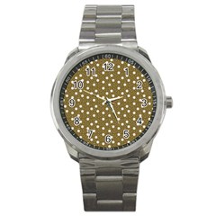 Floral Dots Brown Sport Metal Watch