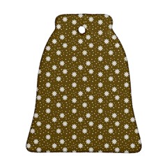 Floral Dots Brown Bell Ornament (two Sides)