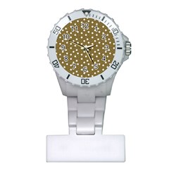 Floral Dots Brown Plastic Nurses Watch