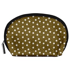 Floral Dots Brown Accessory Pouches (large)  by snowwhitegirl