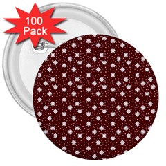 Floral Dots Maroon 3  Buttons (100 Pack) 