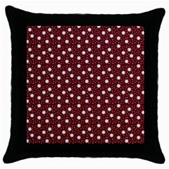 Floral Dots Maroon Throw Pillow Case (black)