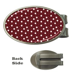 Floral Dots Maroon Money Clips (oval) 