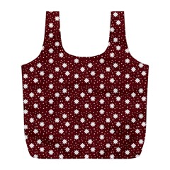 Floral Dots Maroon Full Print Recycle Bags (l)  by snowwhitegirl