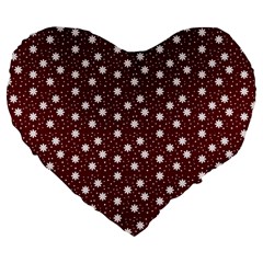 Floral Dots Maroon Large 19  Premium Flano Heart Shape Cushions by snowwhitegirl