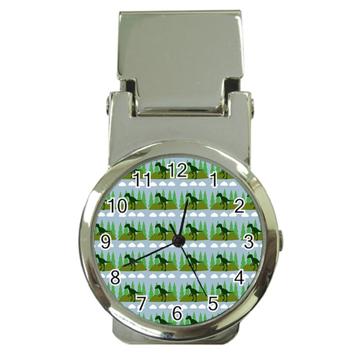 Dino In The Mountains Blue Money Clip Watches