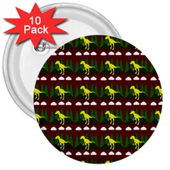 Dino In The Mountains Red 3  Buttons (10 Pack)  by snowwhitegirl