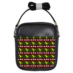 Dino In The Mountains Red Girls Sling Bags