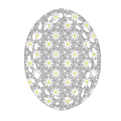 Daisy Dots Grey Ornament (oval Filigree) by snowwhitegirl