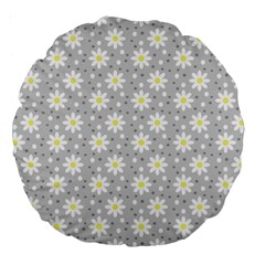 Daisy Dots Grey Large 18  Premium Round Cushions