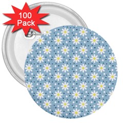 Daisy Dots Light Blue 3  Buttons (100 Pack)  by snowwhitegirl