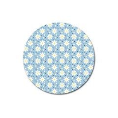 Daisy Dots Light Blue Magnet 3  (round)