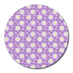 Daisy Dots Lilac Round Mousepads by snowwhitegirl