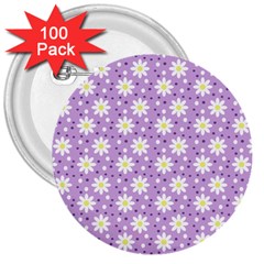 Daisy Dots Lilac 3  Buttons (100 Pack)  by snowwhitegirl