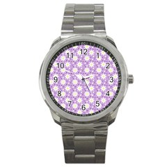 Daisy Dots Lilac Sport Metal Watch by snowwhitegirl