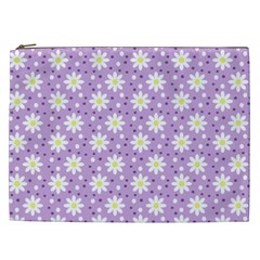 Daisy Dots Lilac Cosmetic Bag (xxl)  by snowwhitegirl