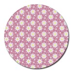 Daisy Dots Pink Round Mousepads Front